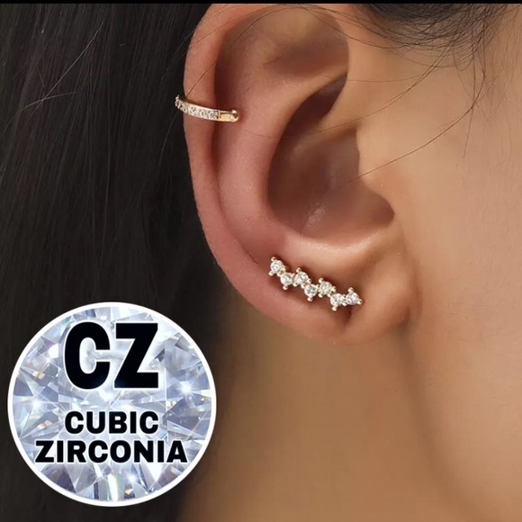 Jewelry - ⚜️[𝟯𝟬%𝗢𝗙𝗙|𝗯𝘂𝗻𝗱𝗹𝗲𝘀 𝟯+]⚜️18K CZ Climber Cuff Earrings NEW